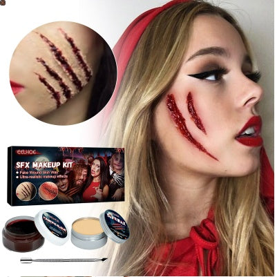SFX Makeup Kit, Makeup Props Scar Makeup Scary Atmosphere Party Makeup Set